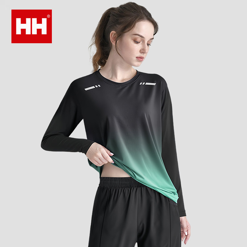 官方正品HH运动长袖速干衣女士瑜伽服t恤跑步上衣大码宽松登山服