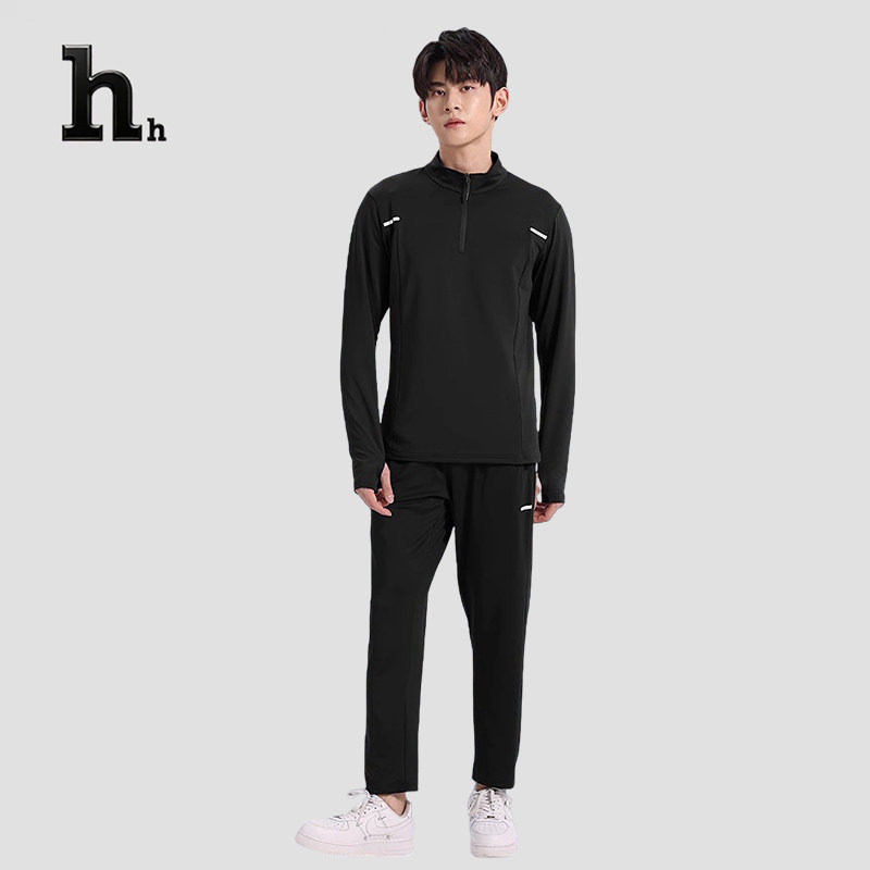 正品HH运动套装男士跑步训练服秋冬季长袖健身衣服速干衣长裤
