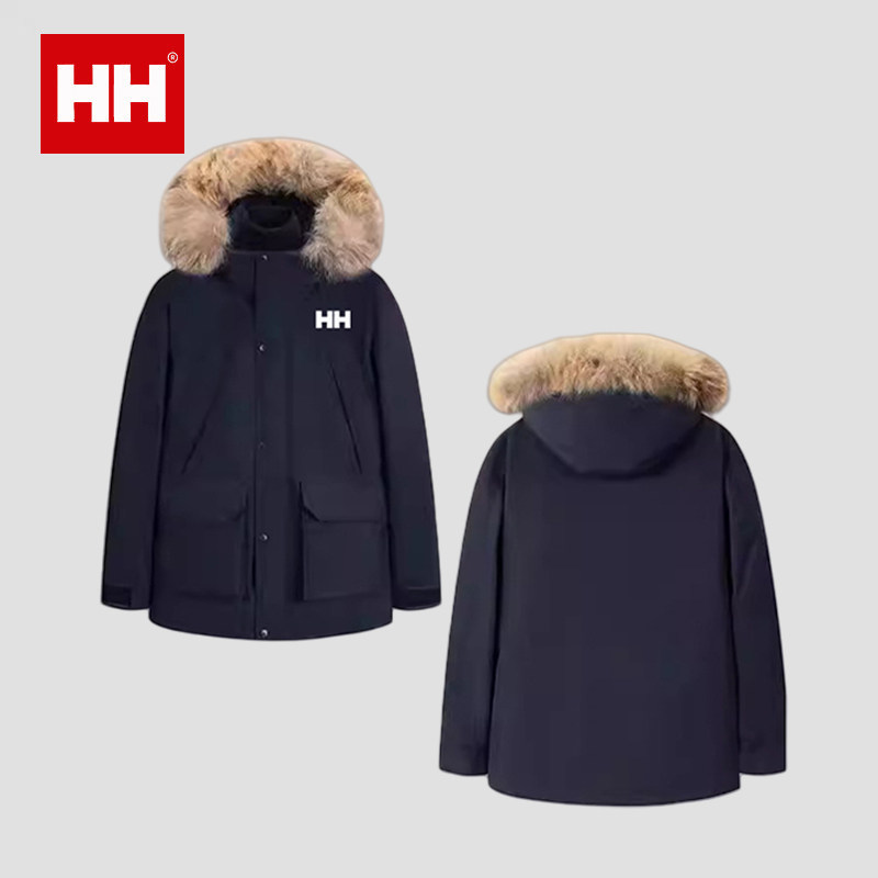 正品HH羽绒服男款2024冬季新款连帽休闲风衣防风保暖工装外套