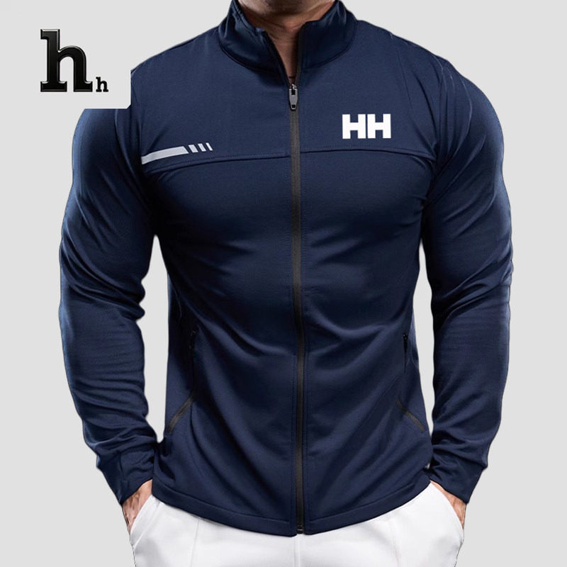 正品HH秋季男士跑步运动健身上衣外套骑行长袖紧身衣训练服潮