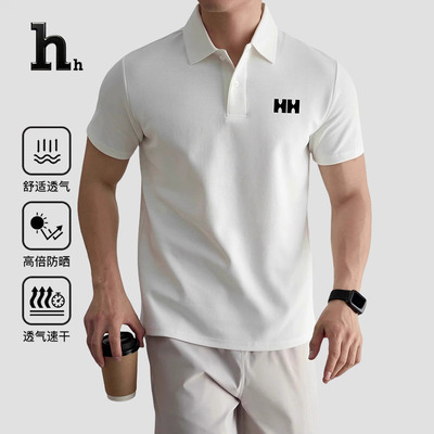 正品HH新疆棉短袖男t恤商务休闲免烫polo衫翻领2025新款上衣