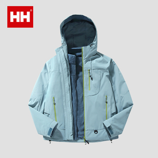 官方正品HH冲锋衣女士秋冬季防风防水徒步骑行服男款防雨连帽外套