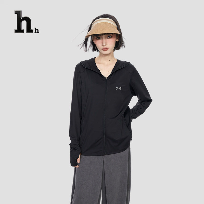 正品HH黑色连帽轻薄防晒衣女2025新款夏季薄款冰丝防晒服外套
