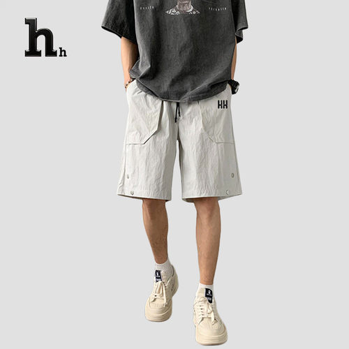 正品HH速干工装冲锋短裤男士夏季设计感铆钉直筒透气休闲裤子