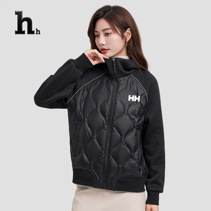 正品HH羽绒服女2024新款女装秋冬季轻薄休闲外套连帽针织卫衣图片