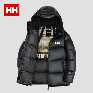 官方正品HH极寒羽绒服短款新款男女冬季泡芙面包服鸭绒保暖黑外套