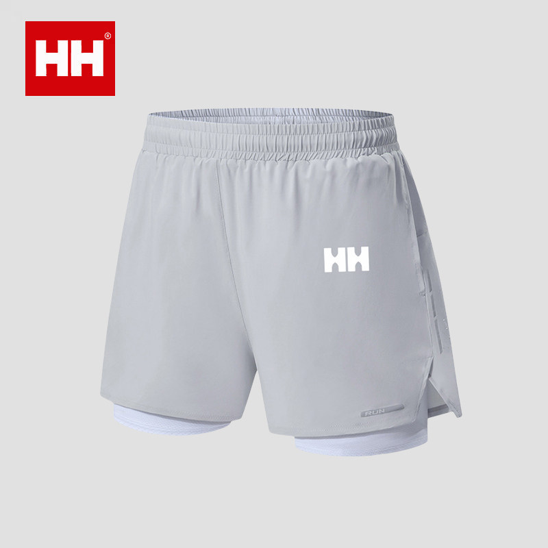 官方正品HH男女跑步短裤专业马拉松运动三分裤速干带内衬假两件夏