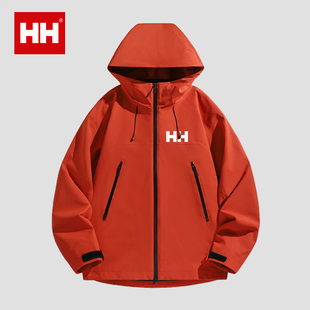 官方正品HH全热风三合一鸭绒内胆冲锋衣男秋冬户外防风连帽登山服