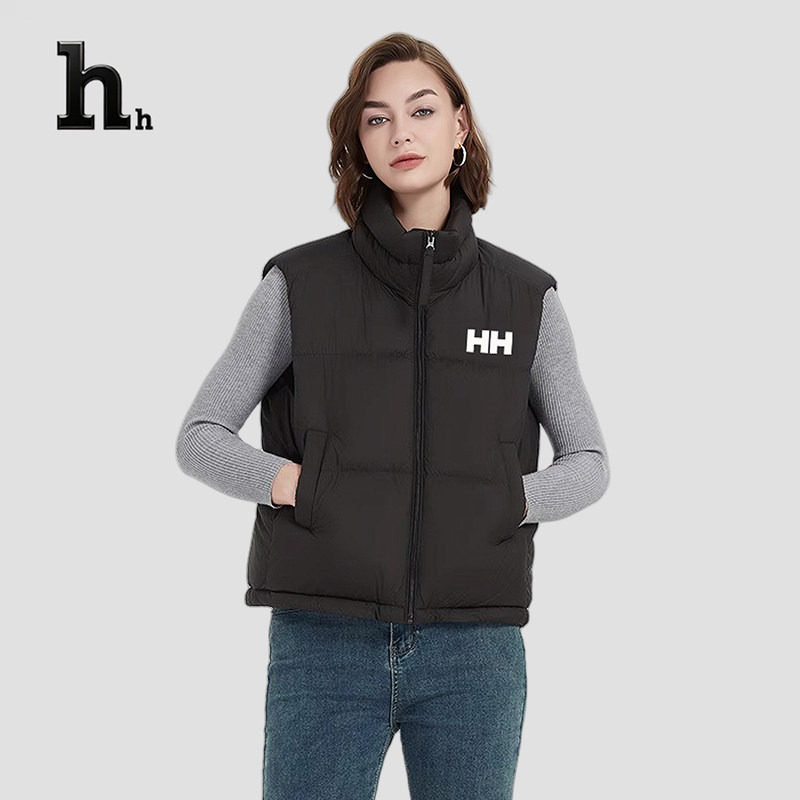 正品HH90白鸭绒立领宽松短款马甲背心外套女款百搭羽绒服加厚