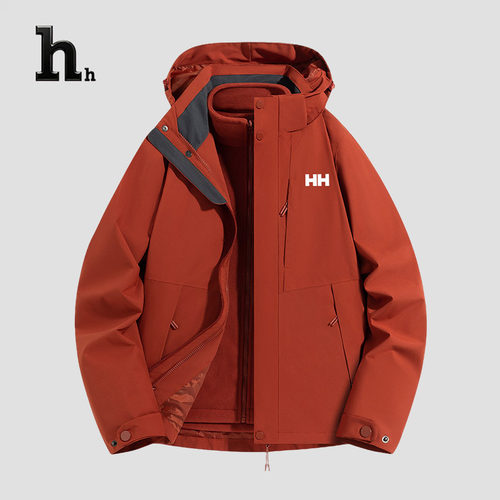 正品HH冲锋衣三合一男女加绒加厚户外登山防风防雨保暖外套冬