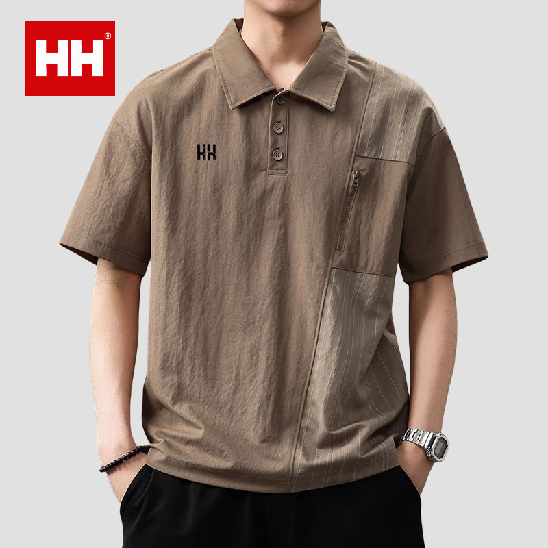 官方正品HHPolo衫短袖男士夏季薄款亚麻半袖复古拼接宽松休闲上衣,男装,T恤,淘宝优惠券,粉丝福利购,淘宝优惠卷