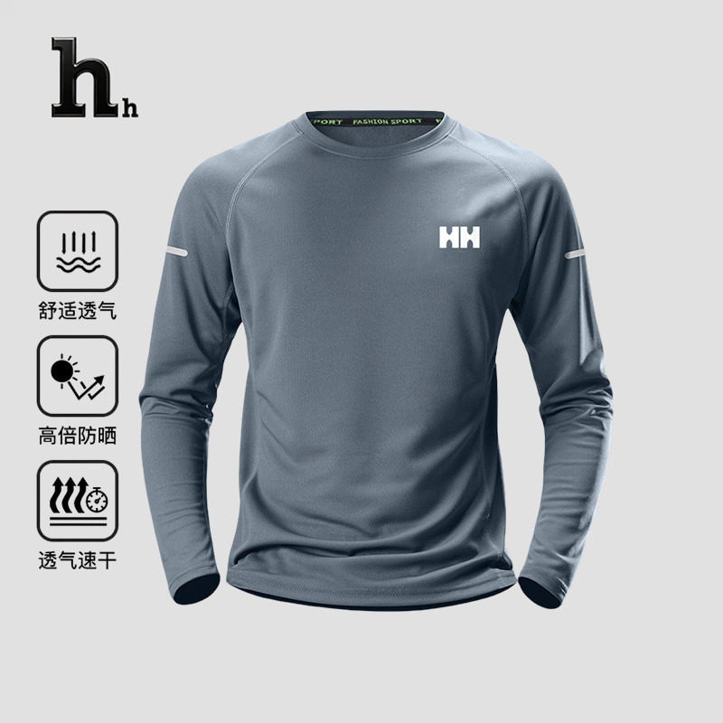 正品HH速干衣男新款户外登山长袖训练服跑步上衣运动t恤健身