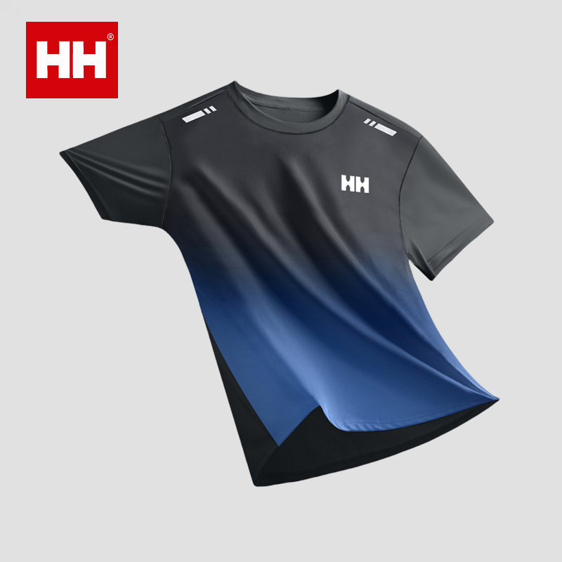 正品HH速干t恤男短袖夏薄款冰丝运动上衣健身跑步服透气半袖