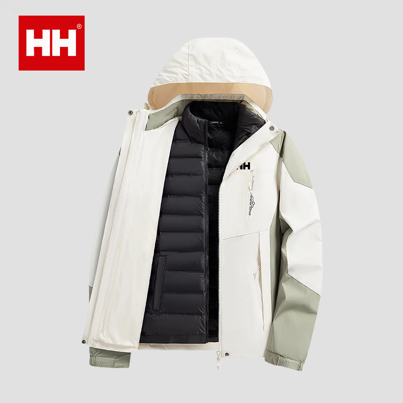 官方正品HH羽绒冲锋衣女男外套冬季三合一防风防水轻薄户外登山服