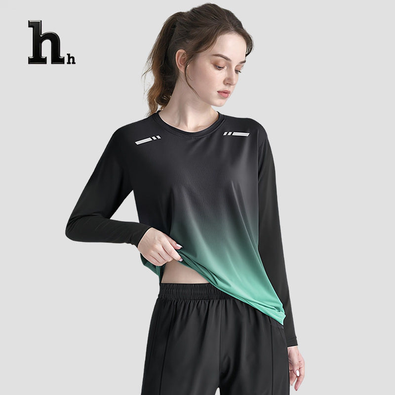 官方正品HH运动长袖速干衣女士瑜伽服t恤跑步上衣大码宽松登山服