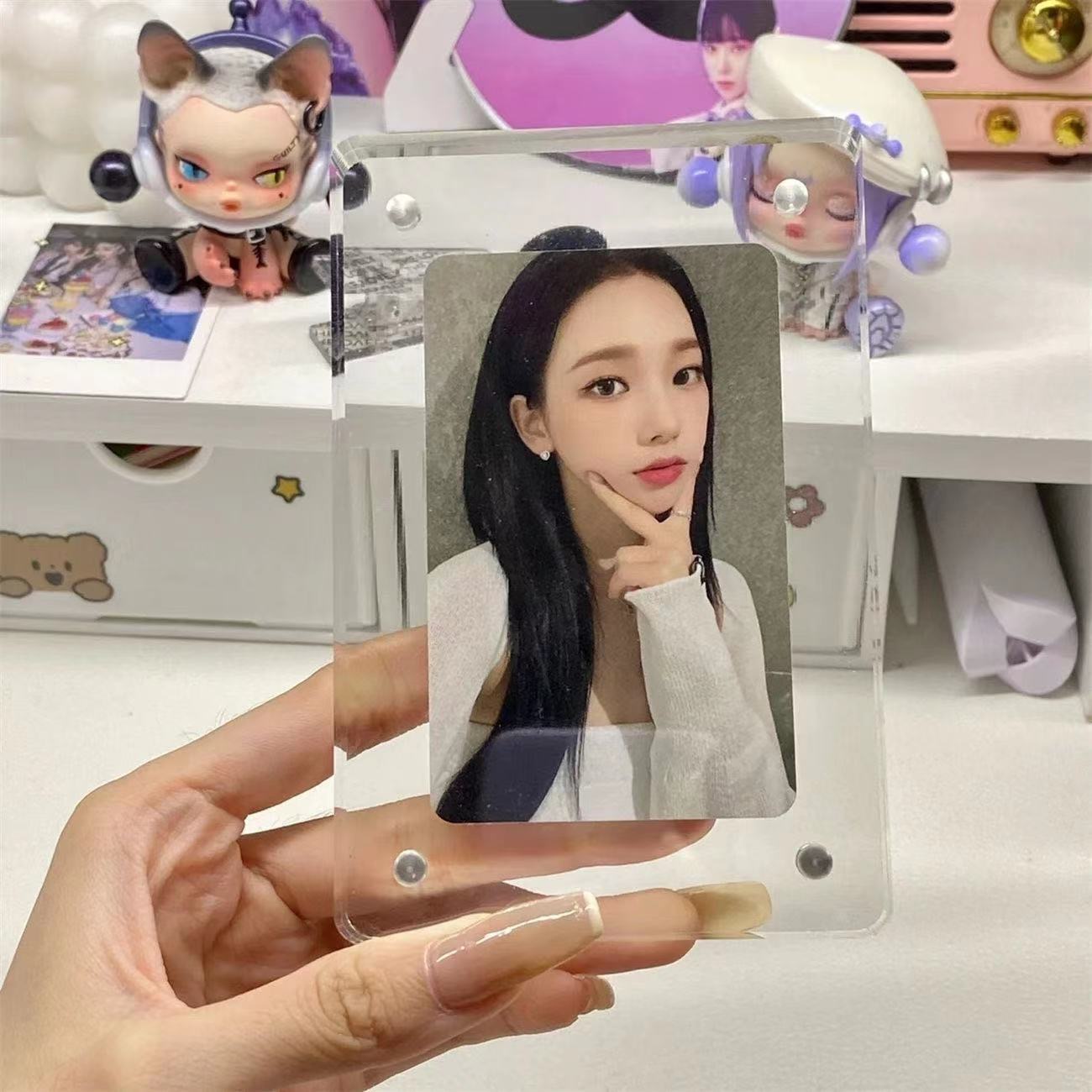 ins磁吸相框小卡展示架带凹槽