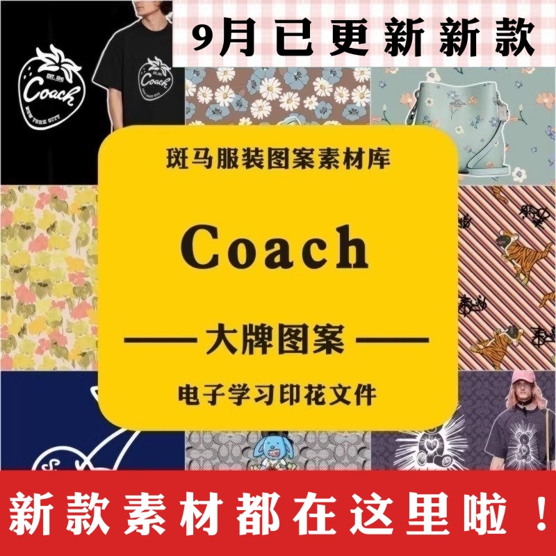 Coach蔻驰大牌奢侈品火影漫画插画潮流服装印花矢量图案素材老虎