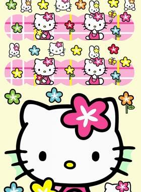 韩国幼儿园可移除kitty瓷砖贴