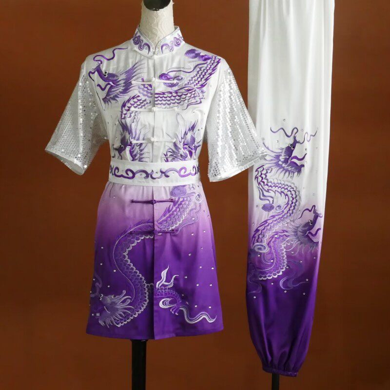 迎春新款刺绣九龙武术服青少年儿童长拳南拳练功服团体表演比赛服