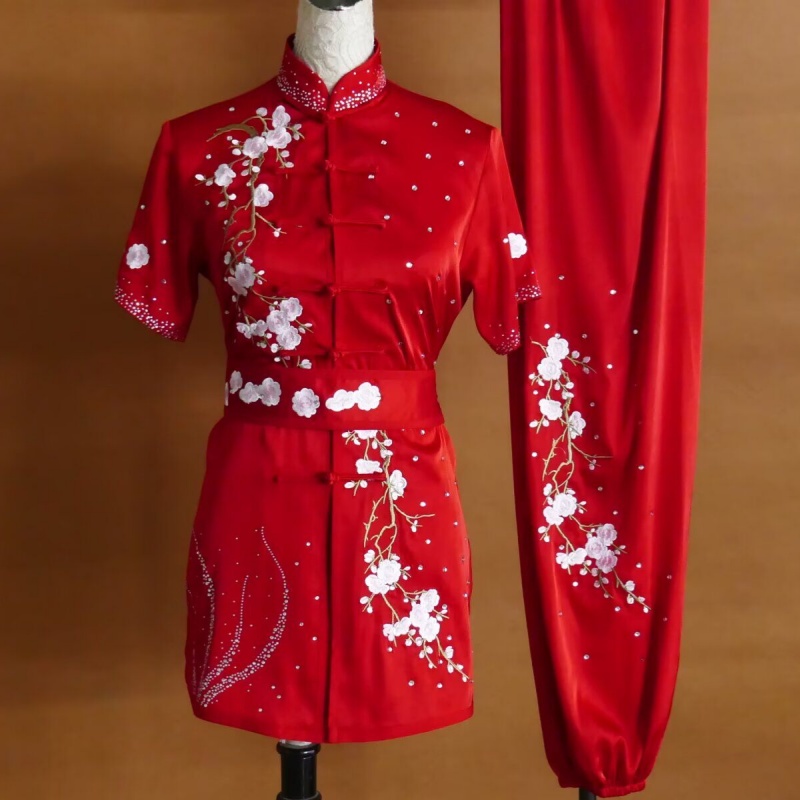 新款刺绣花亮钻武术比赛服女长拳南拳服体考彩服青少年练功服表演