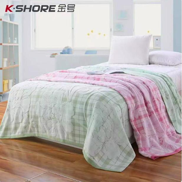 金号纯棉素色提花毛巾被/盖毯全棉柔软空调被 G4012   微瑕疵