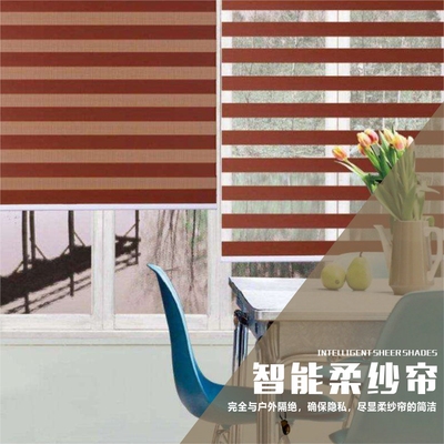 定制调光防晒防水柔纱斑马帘