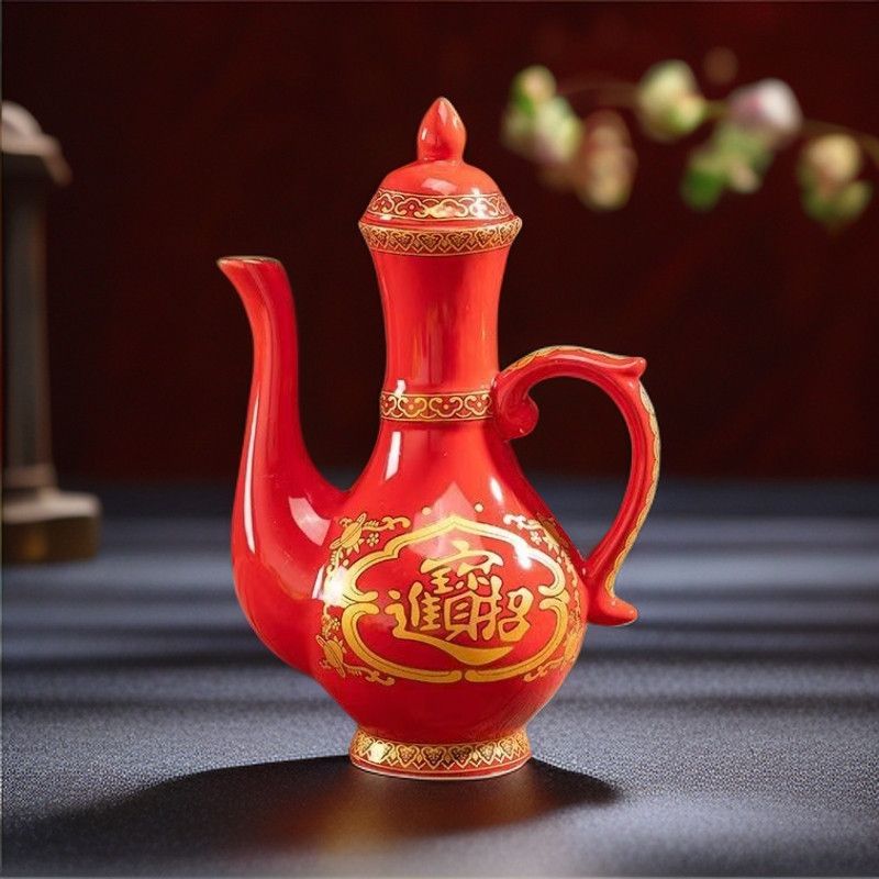 结婚礼壶一对家用陶瓷酒壶茶壶酒杯茶杯仙家酒壶敬神茶杯一整套