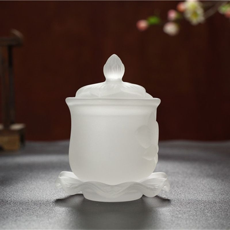 大小号供水杯佛具用品佛前供水杯家用大悲水水晶玻璃莲花供佛