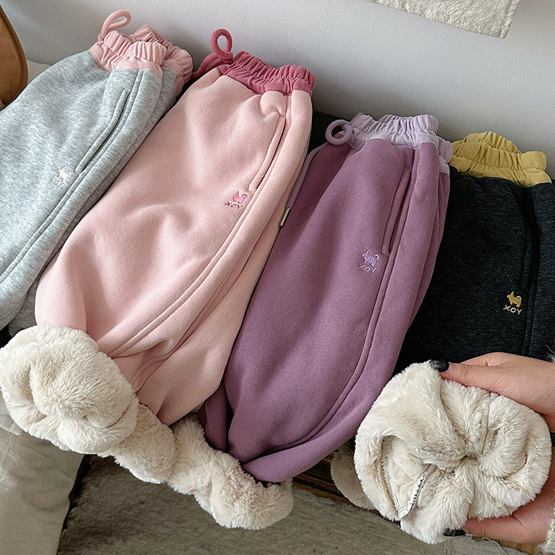 小女孩抗寒-15度运动裤加绒加厚