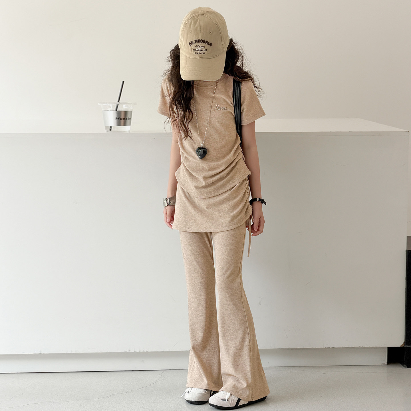 女童喇叭裤套装童装2026新款大童裙裤两件套纯色小个子韩版夏装潮