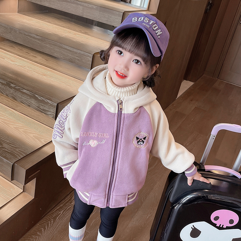 儿童卡通外套加绒2025新款女小童卫衣加厚拉链衫女童上衣休闲冬装