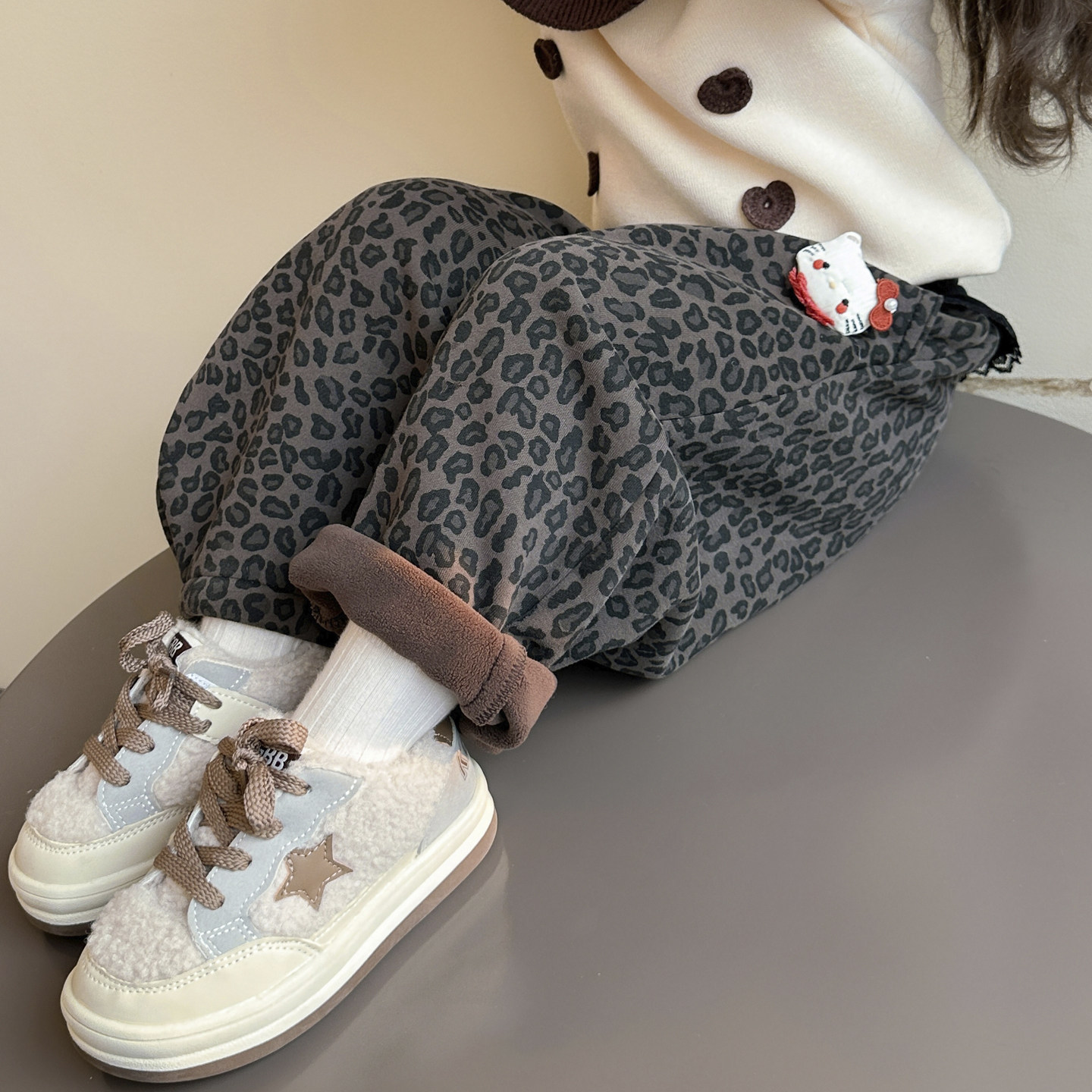 女童加绒豹纹休闲卫裤秋季女宝宝加厚长裤儿童时髦洋气冬装裤子潮,童装/婴儿装/亲子装,裤子,淘宝优惠券,粉丝福利购,淘宝优惠卷