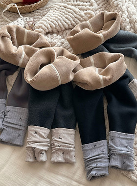 厚绒~小女孩加绒打底裤卷边韩版中小童长裤加厚冬装女童裤子修身