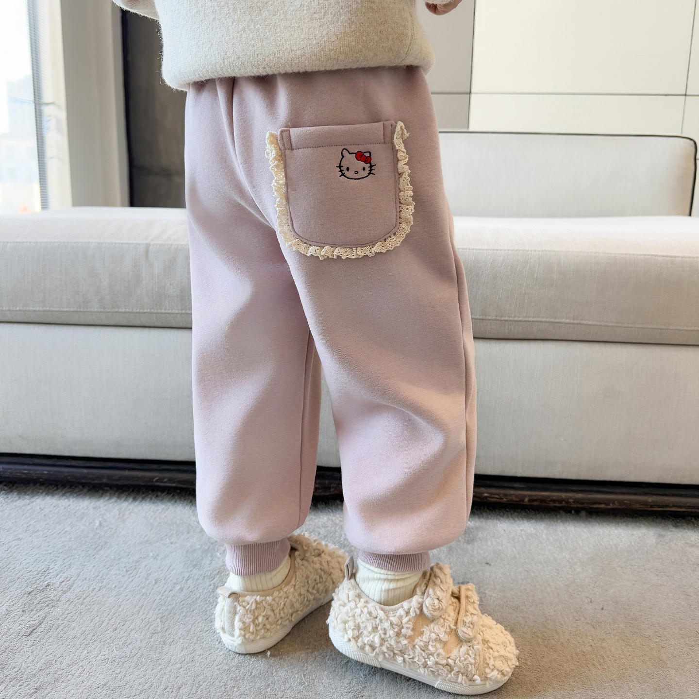 一体绒羊驼绒百搭休闲裤女童冬装