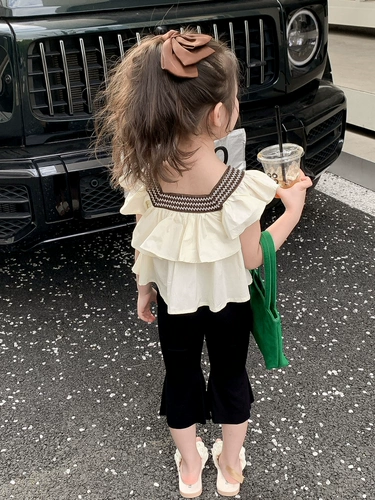 Детский комплект, летняя одежда, штаны, в корейском стиле, в западном стиле, детская одежда