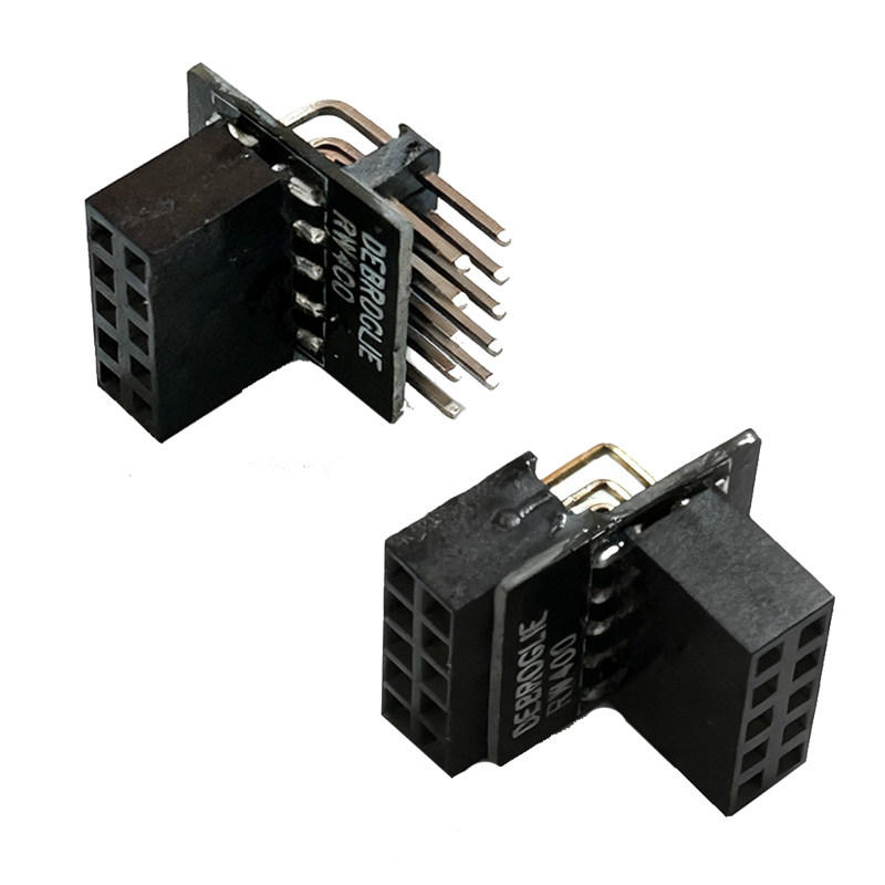 90度主板9针弯头开机跳线9P USB9针 HD AUDIO9针显卡防压转接头