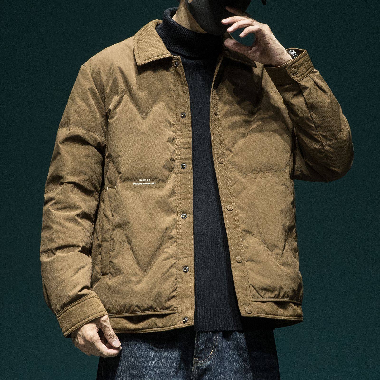 90鸭绒轻薄羽绒服男宽松大码2024冬季新款户外防风保暖衬衫领外套,男装,羽绒服,淘宝优惠券,粉丝福利购,淘宝优惠卷