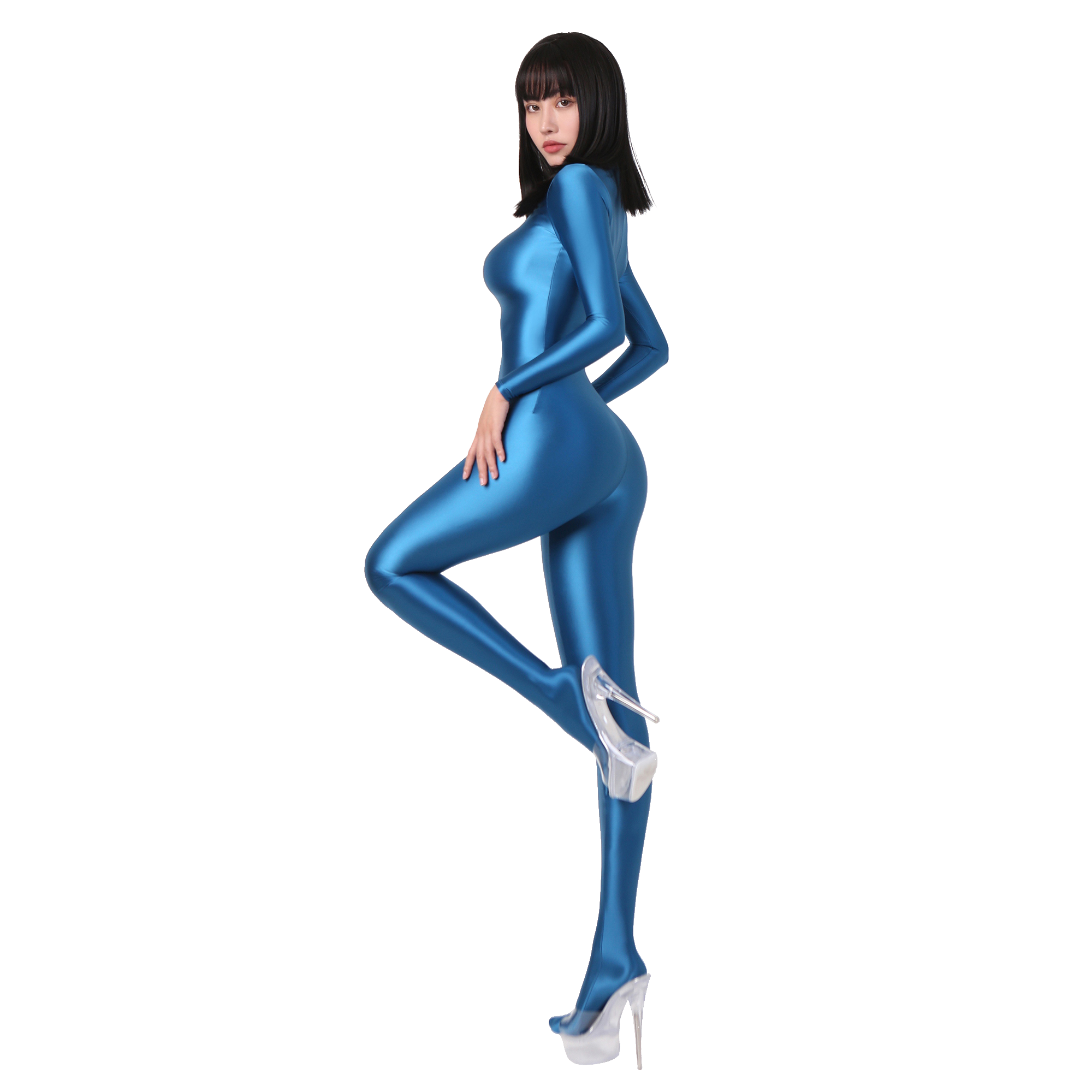 Áo liền tất dài tay ôm sát lưng da bóng mẫu áo bơi liền thân body suit