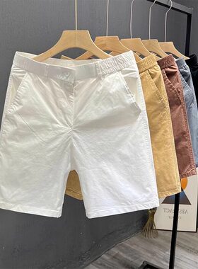 夏季潮流休闲直筒短裤男士时尚百搭松紧腰五分裤韩版薄款外穿中裤