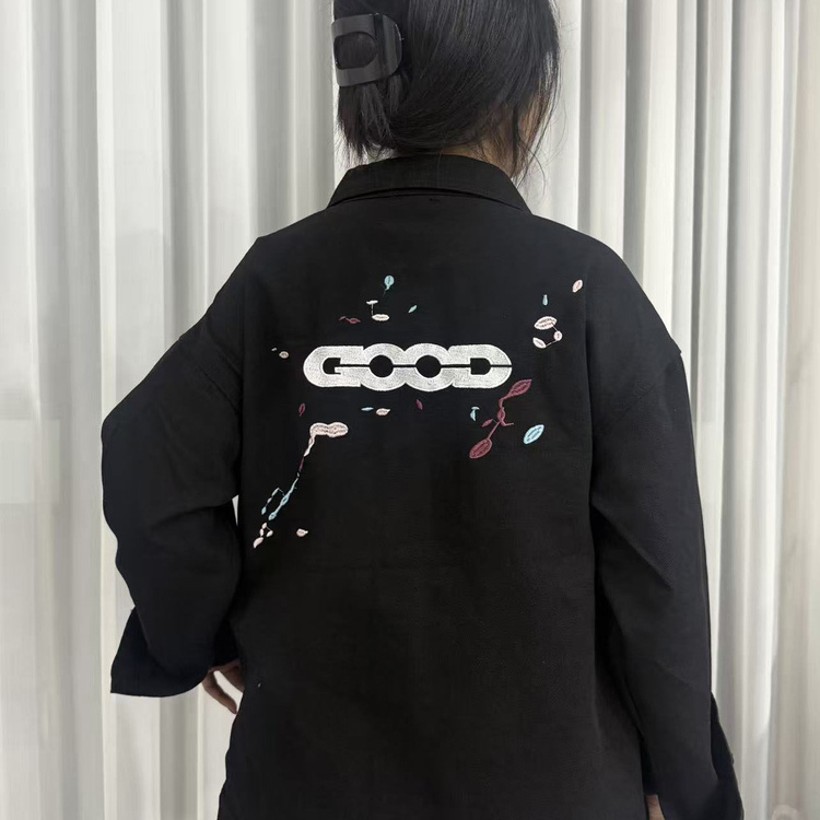 美式轻奢字母重工刺绣牛仔外套男女情侣潮牌宽松休闲夹克网红同款