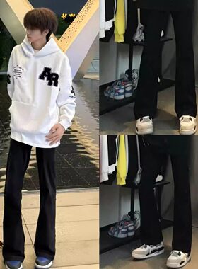 穿搭研习社cleanfit微喇牛仔裤黑白美式高街百搭国潮长裤水洗男女