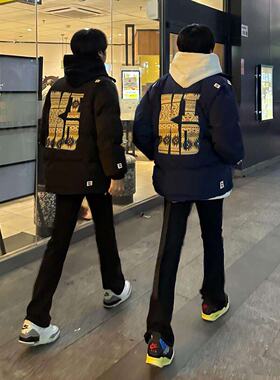 美式高街重磅刺绣保暖棉服男冬季痞帅oversize百搭显瘦高级感棉衣