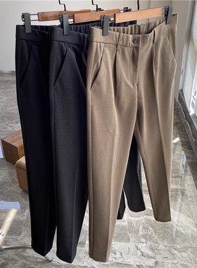 男士商务宽松西裤毛呢裤直筒秋冬款长裤男裤子百搭休闲裤锥形抗皱