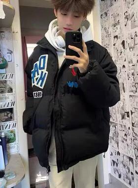 2025冬季国潮美式潮流刺绣字母棉服男女宽松时尚加厚保暖面包服潮