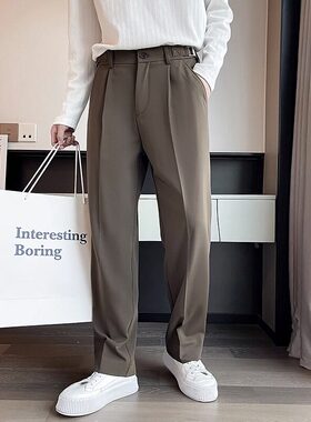 夏季休闲男裤垂坠感潮牌痞帅直筒西裤潮流百搭高级感西装长裤子潮