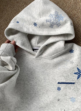 美式加绒加厚刺绣连帽卫衣男女款秋冬季2026新款帽衫薄款宽松上衣
