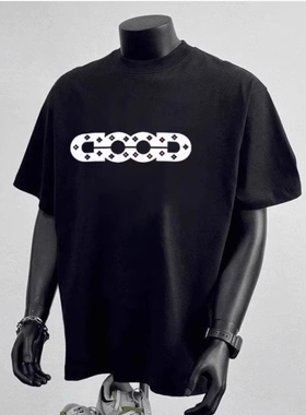 潮牌网红纯棉美式简约T恤潮流个性GOOD烫钻印花男女夏季百搭短袖