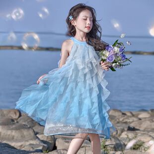 儿童无袖 夏装 宝宝礼服裙子连衣裙 公主洋气连衣裙2025新款 女童夏季
