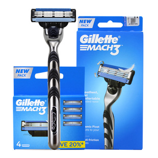 款 手动刮胡刀经典 刀头刀架 锋速3层刀片男士 进口吉列mach3剃须刀