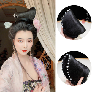 傅小菲 唐风珍珠发髻古风发包汉服清冷搭配造型翘头髻